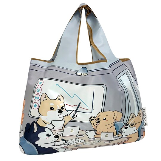 Wrapables; Wrapables Large Foldable Tote Nylon Reusable Grocery Bags, Dogs Rule; Category:Bags & Totes; Image:1